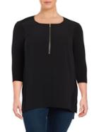 Vince Camuto Plus Knit Zip-accented Top