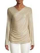 Elie Tahari Lana Metallic Ruched Top