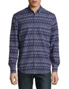 Black Brown Snowflake-print Button-down Shirt