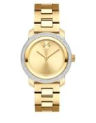 Movado Bold Bold Iconic Metal Pave Diamond Watch