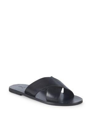 Frye Ally Leather Crisscross Slides
