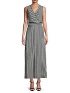 Imnyc Isaac Mizrahi Striped V-neck Maxi Dress