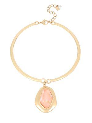 Robert Lee Morris Collection Sunset Orange Mother-of-pearl Round Wire Pendant Necklace