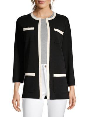 Anne Klein Textured Cotton Blend Cardigan