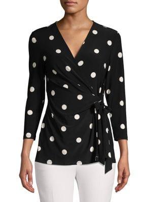 Anne Klein Polka Dot Ruched Top