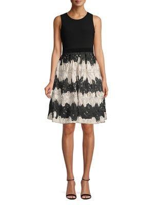 Taylor Mixed Media Fit-&-flare Dress