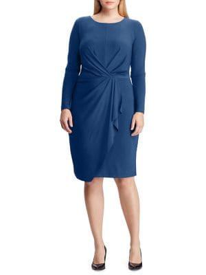 Lauren Ralph Lauren Plus Pleated Jersey Sheath Dress