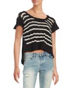 Free People Striped Short Sleeved Sweater