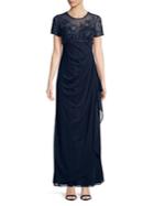 Xscape Embellished Side-ruched Gown