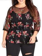 City Chic Plus Embroidered Delight Top
