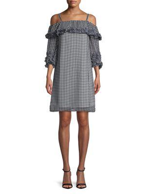 Gabby Skye Gingham Ruffled Dress