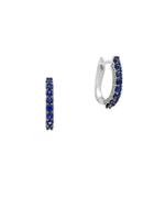 Effy Royale Bleu Diamonds, Sapphire And 14k White Gold Hoop Earrings