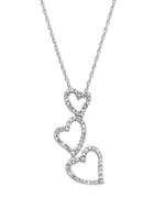 Lord & Taylor 14 Kt. White Gold Diamond Heart Drop Necklace