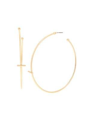 Bcbgeneration Goldtone Bar Large Hoop Earrings