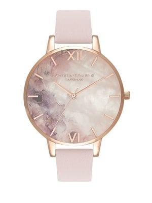 Olivia Burton Semi Precious Stainless Steel And Leather-strap Watch