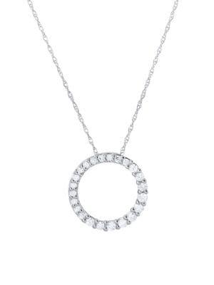 Lord & Taylor 14k White Gold And Diamond Loop Pendant Necklace
