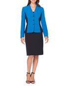Tahari Arthur S. Levine Colorblocked Jacket And Skirt Suit Set