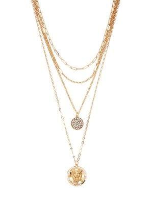 Noir Goldtone Nested 4-row Pendant Necklace