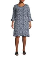 Michael Michael Kors Plus Floral Printed Flounce-sleeve Dress