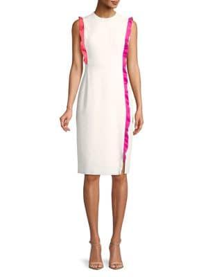Black Halo Whitley Ruffled Sheath Dress