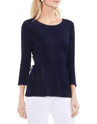 Vince Camuto Side Lace-up Ribbed Top