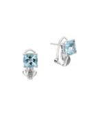 Effy Diamond, Aquamarine & 14k White Gold Earrings