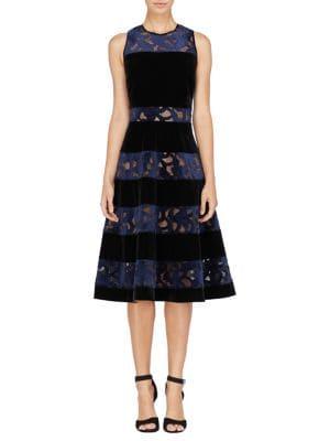 Adelyn Rae Skyler Woven Velvet Lace Fit-and-flare Dress
