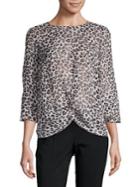 Highline Collective Leopard Twisted Front Blouse