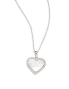 Lord & Taylor Mother Of Pearl Sterling Silver Heart Pendant Necklace