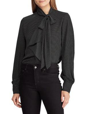 Lauren Ralph Lauren Printed Tie-neck Blouse