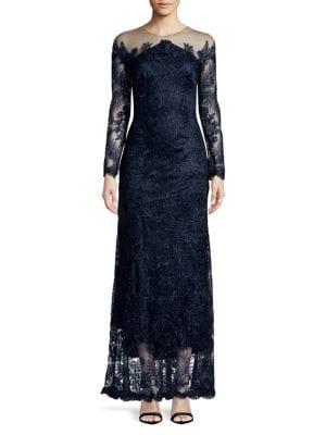 Tadashi Shoji Chiffon And Lace Gown