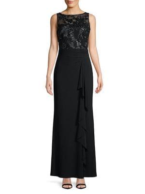 Lauren Ralph Lauren Sleeveless Sequin & Lace Gown