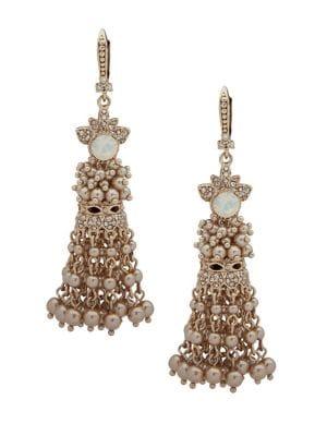 Marchesa Goldtone & Glass Bead Tassel Drop Earrings