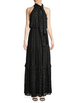 Calvin Klein Polka-dot Halter Maxi Dress