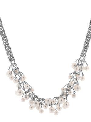Effy Pearl Lace 925 Sterling Silver And Freshwater Pearl Necklace
