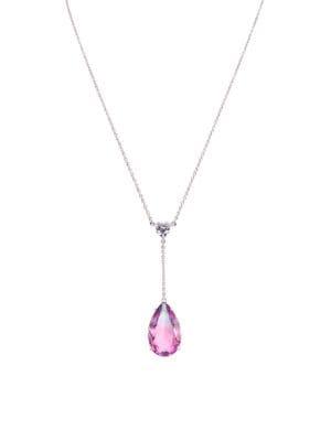 Nina Nirvana White Crystal Teardrop Y-necklace