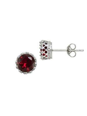 Lord & Taylor Birthstone Sterling Silver & Mixed Media Stud Earrings