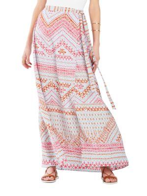Bcbgmaxazria Aviva Geometric Print Wrap Maxi Skirt