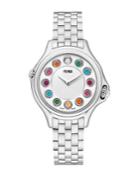 Fendi Crazy Carats Diamond, Multicolor Topaz & Stainless Steel Small Bracelet Watch/white