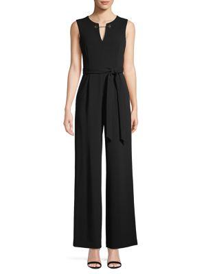 Calvin Klein Tied Splitneck Grommet Chain Jumpsuit