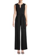 Calvin Klein Tied Splitneck Grommet Chain Jumpsuit