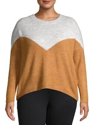 Vero Moda Curve Plus Rana Colorblocked Slouchy High-low Sweater