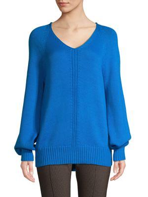 Lord & Taylor V-neck Cotton-blend Sweater
