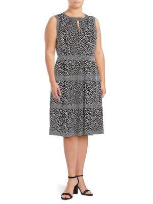 Michael Michael Kors Plus Leopard-dot Border Keyhole Dress