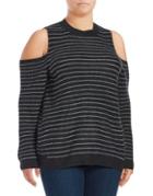 Lucky Brand Plus Striped Cold-shoulder Pullover