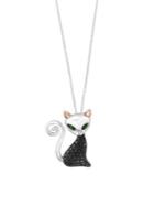 Effy Black Diamond And Sterling Silver Pendant Necklace
