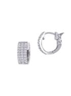Sonatina 14k White Gold & Diamond Huggie Hoop Earrings