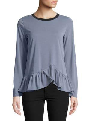Design Lab Ruffled Asymmetric Hem Top