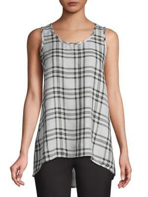 Jones New York Plaid Hi-lo Tank