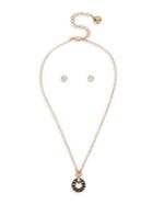 Bcbgeneration Goldtone & Crystal Blessed Circle Pendant Necklace & Stud Earrings Set